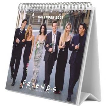 Calendario de escritorio 2025 Friends Erik multicolor, base resistente, planificador mensual con espacio para anotar y vista mensual global