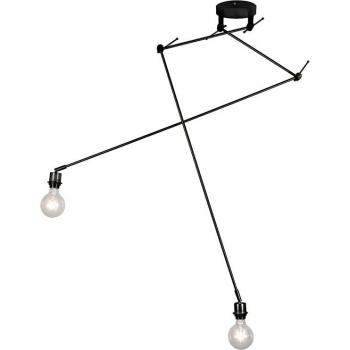 Lámpara colgante moderna descentrada negra sin pantalla Blitz II - Acero, 2 x 60W, adecuada para LED