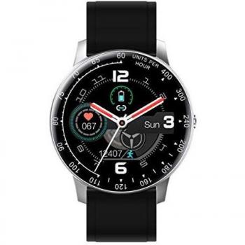 Reloj Smart de Radiant. Colección Times Square. Reloj Plateado con Correa de Silicona Negra y Brazalete de Acero Plateado. IP67. 44mm. Referencia RAS20402.