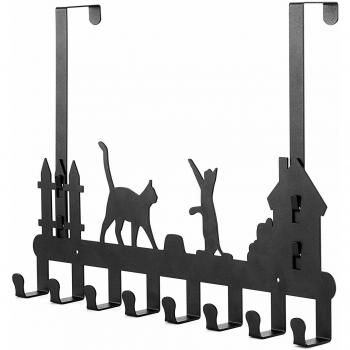 Umi. by Amazon - Colgador para puerta con 8 ganchos, perchero de puerta para ropa, bolsos, sombreros, etc, negro