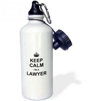 3dRose wb_194470_1 Keep Calm Im un abogado-carcasa diseño con motivos circulares y profesión regalo-trabajo de trabajo Pride botella de agua deportiva, 21 oz, blanco