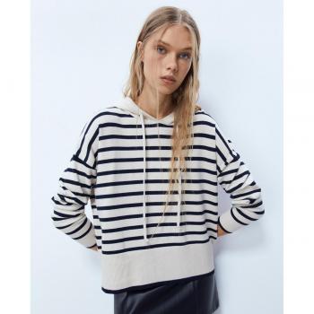 Sfera Jersey de rayas con diseño de rayas, tejido suave, corte clásico, manga larga y cuello redondo