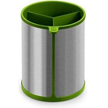 BRA Prior Bote Giratorio para Utensilios de Cocina Apto para el Contacto con los Alimentos, Acero Inoxidable 18/10 y Silicona, Verde, 14.5 x 15 x 18 cm