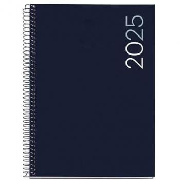 Agenda anual 2025 Miquelrius, 155x213 mm, semana vista, cubierta flexible de polipropileno, espiral, papel 80 g/m², disponible en español, inglés y portugués, color azul mar