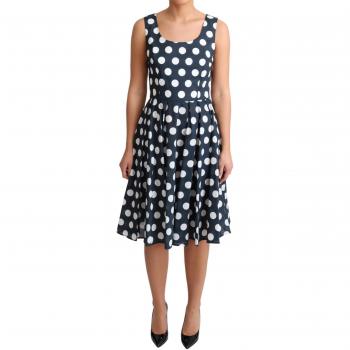 Dolce & Gabbana Blue Polka Dotted Cotton A-Line Dress - IT40|S, Midi Dresses, female, Multicolor, Size: XS