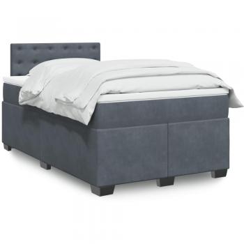 Cama box spring con colchón terciopelo gris oscuro 120x200 cm Vidaxl