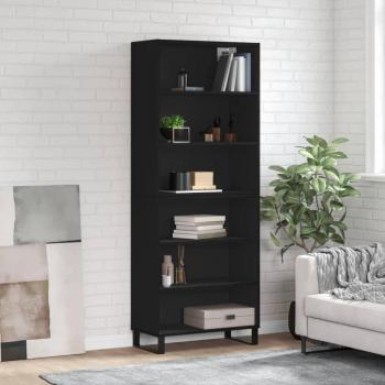 Aparador alto de madera de ingeniería negro 69,5x32,5x180 cm
