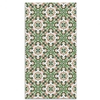 Alfombra Vinílica Antideslizante e Ignífuga Azulejo Oriental Verde 80x250 cm - Alfombra para Cocina y Salón