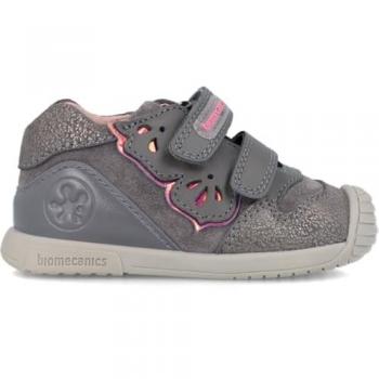 Botines Biomecanics para bebé niña con puntera protectora y doble cierre adherente, talla hasta 30, color gris
