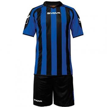 Givova Conjunto Supporter Mc Azul/Negro, kit de deporte, talla XL, incluye camiseta y pantalones cortos