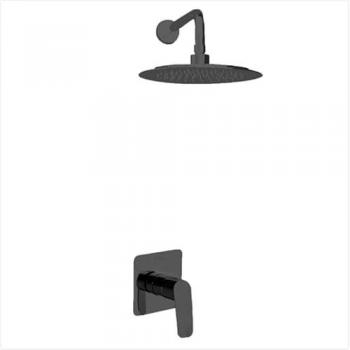 Conjunto de Grifo de Ducha Monomando Empotrado 1 Vía Negro Mate con Sistema S2 de Ahorro de Agua y Accesorios ABS - Ramon Soler