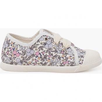 Zapatillas de lona para niños con flores y puntera de goma