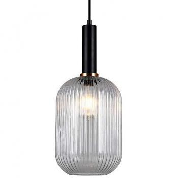 Lámpara colgante moderna negra Antiola con pantalla transparente, 1 luz, E27