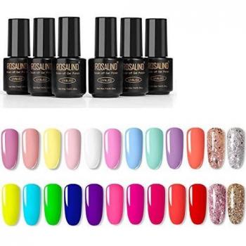 VOXURY Esmaltes Semipermanentes de Pastel, 24 Colores de Neón Esmaltes de Uñas en Gel UV LED para Manicura 7ml