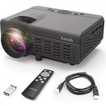 Asnish Proyector,Mini Proyector,Proyector Doméstico Portátil con Bluetooth,Soporta 1080P Full HD, Proyector LED de 50000 Horas, Compatible con HDMI/USB/AV, TF/DCIN/VGA