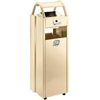 Contenedor de residuos con cenicero y techo protector, capacidad 35 l, color marfil RAL 1015