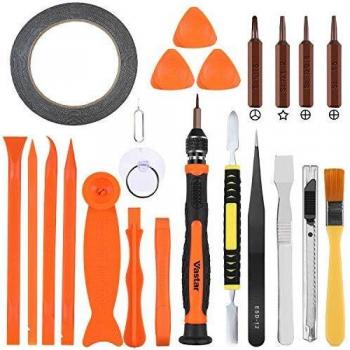 Vastar Kit de Reparacion Movil - 26 en 1 Juegos de Destornilladores Herramientas Movil Reparacion de Apertura de Reparación para Abre la Pantalla Fácilmente con Polea de Pantalla, Acero S2, Bolsa