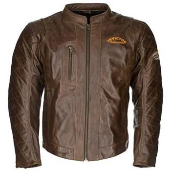 Invictus Moto Apparel Chaqueta de cuero marrón estilo vintage con protecciones Hector