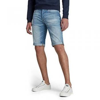 G-Star 3301 Men's Denim Shorts, Light Aged Blue, Casual Cotton, Size 35