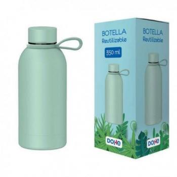 Botella reutilizable 350ml - acero inoxidable de doble pared - libre de BPA - tapón hermético antigoteo de acero inoxidable - recubierta de caucho - color verde