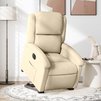 Sillón eléctrico reclinable elevable de tela en color gris claro, gris oscuro, negro y crema