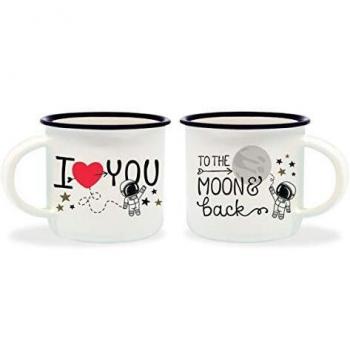 Tazas de Café Espresso Luna Legami para Dos - Set 2 Tazas Hasta la Luna y Regreso