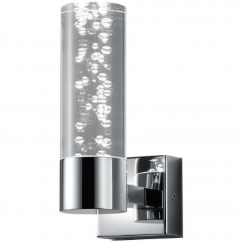 Aplique de Pared LED Bolsa Cilindro Cromado con Pantalla de Burbuja Efecto IP44 3,2W para Baño y Comedor