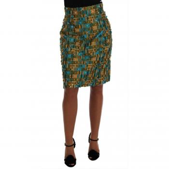 Dolce & Gabbana Multicolor Jacquard High Waist Midi Pencil Skirt - Size XS