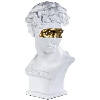 Figura Decorativa de Resina Blanca y Dorada 32x33x58 cm - Diseño Elegante y Resistente