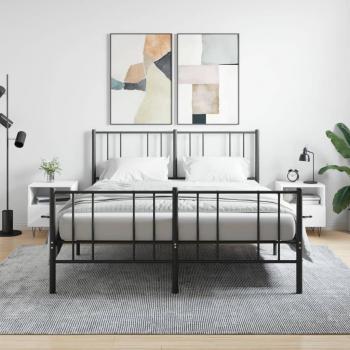 Mesita de Noche Blanca 2 piezas 40x35x47,5 cm madera multicapa