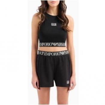 EA7 Women's Natural Ventus7 Logo Black Shorts
