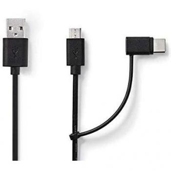 Nedis Cable de Carga 2 en 1 | USB-A Macho - USB Micro-B
