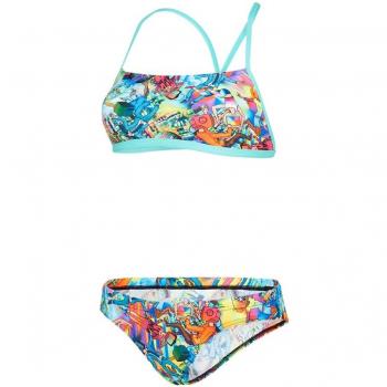 Speedo Glow Ball 2 Piece Crossback Bikini, Niñas, Rosa