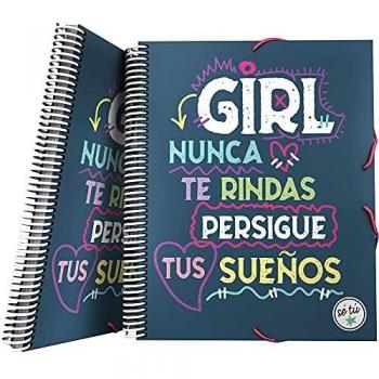 Grafoplás 39822420. Carpeta de Fundas A4 con Espiral, Colección Sé Tú, Girl, Tapas Polipropileno Rígido, Cierre Gomas Elásticas, 30 Fundas Transparentes, Incluye Sobre con Cierre Textil