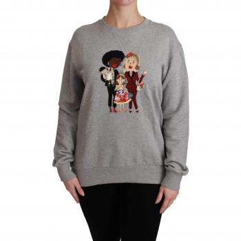 Dolce & Gabbana Gray #dgfamily Cotton Pullover Sweater - IT42|M, Sweatshirts, female, Size: S