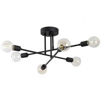 Lámpara de techo metálica FLOWERA - 3 brazos - Ancho 64 cm x Altura 30 cm - Color negro