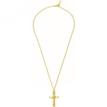 Collar Police Crossed de acero dorado para hombre