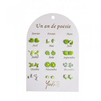 Pendientes Yuko B Mensual Verde Pergamino - Pack de 12 Unidades