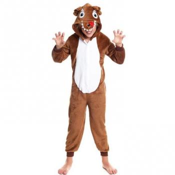Disfraz Pijama Mono Enterizo de Lobo Marrón para Niño