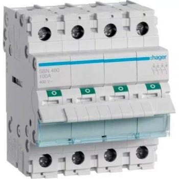 Hager Modular Isolating Switch 4P 100A SBN490