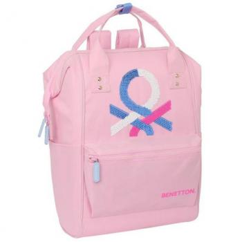 Mochila Escolar Benetton Pink 13 con Asas Acolchadas y Compartimento para Portátil de 13 Pulgadas