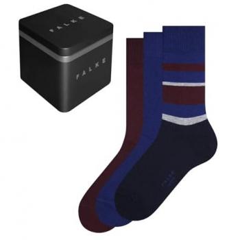 Falke Men's Happy Box 3-Pack Assorted Cotton Socks - Size 8.5-11, Multicolor, Gift Boxed