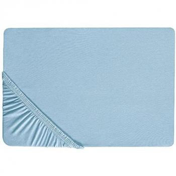 Sábana Ajustable Clásica de Algodón Azul 90 x 200 cm con Bordes Elásticos