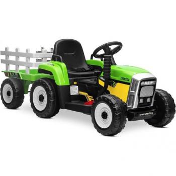 Tractor eléctrico infantil Playkin Greentruck 12V verde, batería recargable, recomendado para niños a partir de 3 años