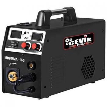 Cevik Pro CE-PROMIG165 Soldador Inverter Multiproceso 3 en 1: hilo MIG MAG, FLUX y BRAZING Incluye pinza de Masa Portaelectrodos Antorcha Bobina de hilo de acero animado Careta y Cepillo