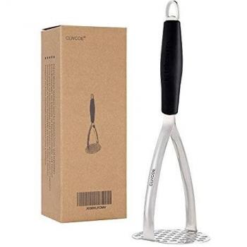 GWCLEO Pasapurés, Prensa Patatas de Grueso Acero INOX Pulido con Espejo y Non-Soldando, Pasapure con Mango de Silicona Suave de Anti-Deslizante y Fácil de Apretón,Puré de Patata para Fruta y Vegetale