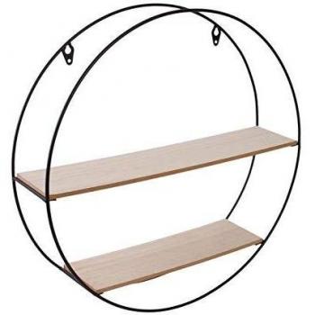 Estantería de pared redonda de 40 cm en madera y metal, color negro, estándar. THE HOME DECO FACTORY