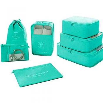 7 PCS Organizadores de Viaje para Maletas, Bolsas de Equipaje Impermeable Cubos Embalaje de Viaje Bolsas de Almacenamiento para Ropa Zapatos, Cosméticos Accesorios