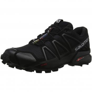 Salomon Speedcross 4 Wide, Zapatilla de Trail Running para Hombre, Negro Black Metallic, 40 2/3 EU