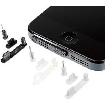 kwmobile 9x Tapónes anti-polvo para Apple iPhone SE / 5 / 5S en negro blanco - Protección anit polvo y suciedad